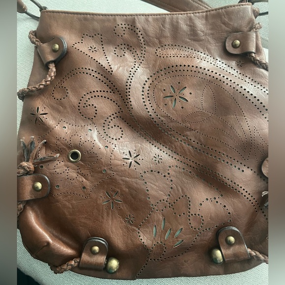 Stamp 10 Vegan Hobo Bag Brown & Teal - Picture 6 of 9